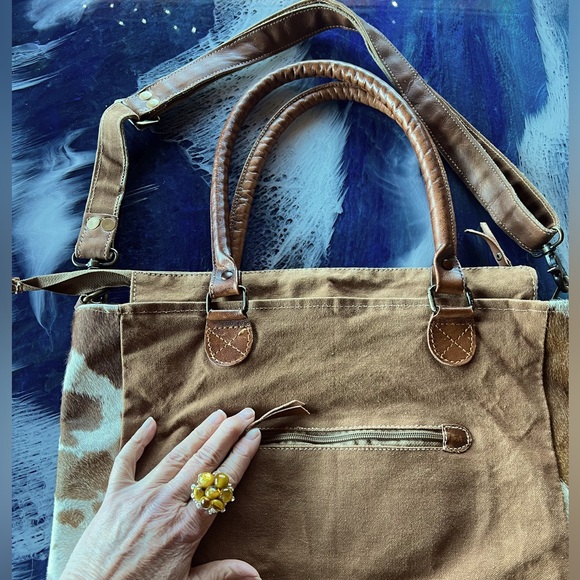 BUY or BUNDLE NEW! Patchwork Western, leather, suede, canvas,removable strapTOTE - Picture 3 of 16